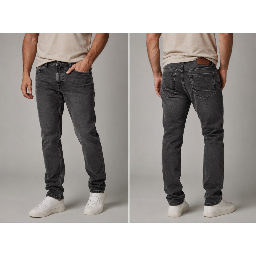 Jack & Jones Men's Gray Slim Straight Jeans Dark Wash Casual Pants Sz 32X28